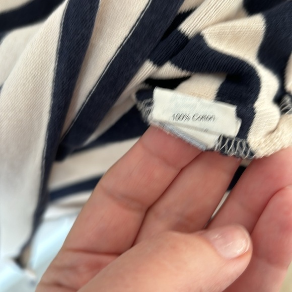 J Crew | 100% Cotton 3/4 Sleeve Navy Stripe Nautical Crewneck contrast stitch - Picture 5 of 6
